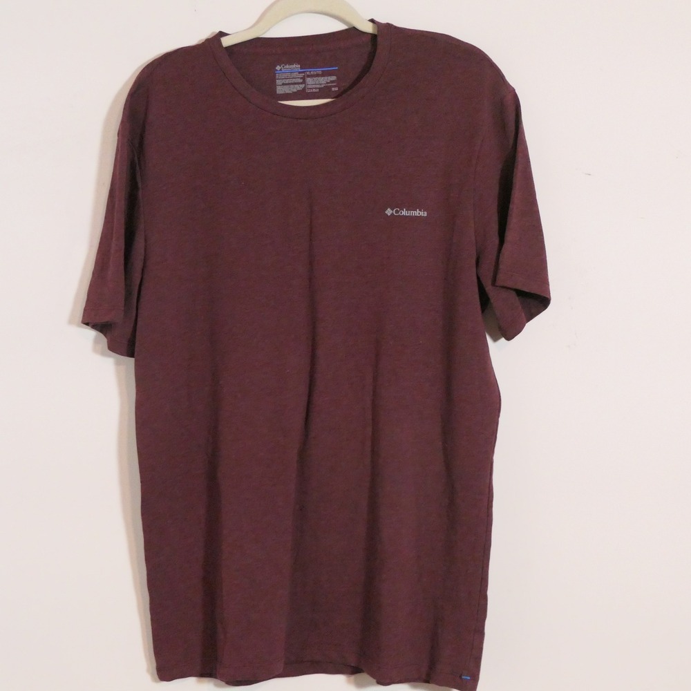 Columbia Men T-Shirt XL Burgundy Heathered Gorpcore Outdoors Athleisure Layering